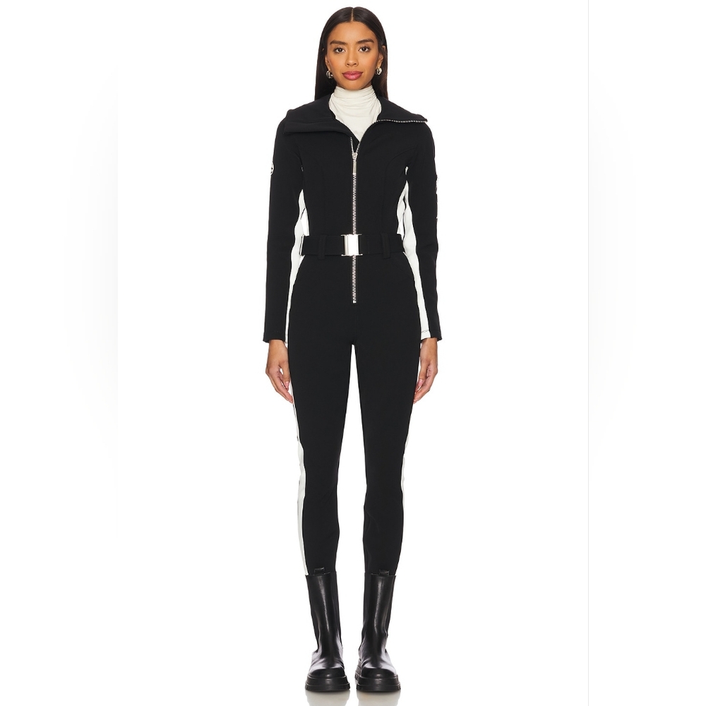 Cordova Black Belted Stripe Stretch Ski Suit Size XS